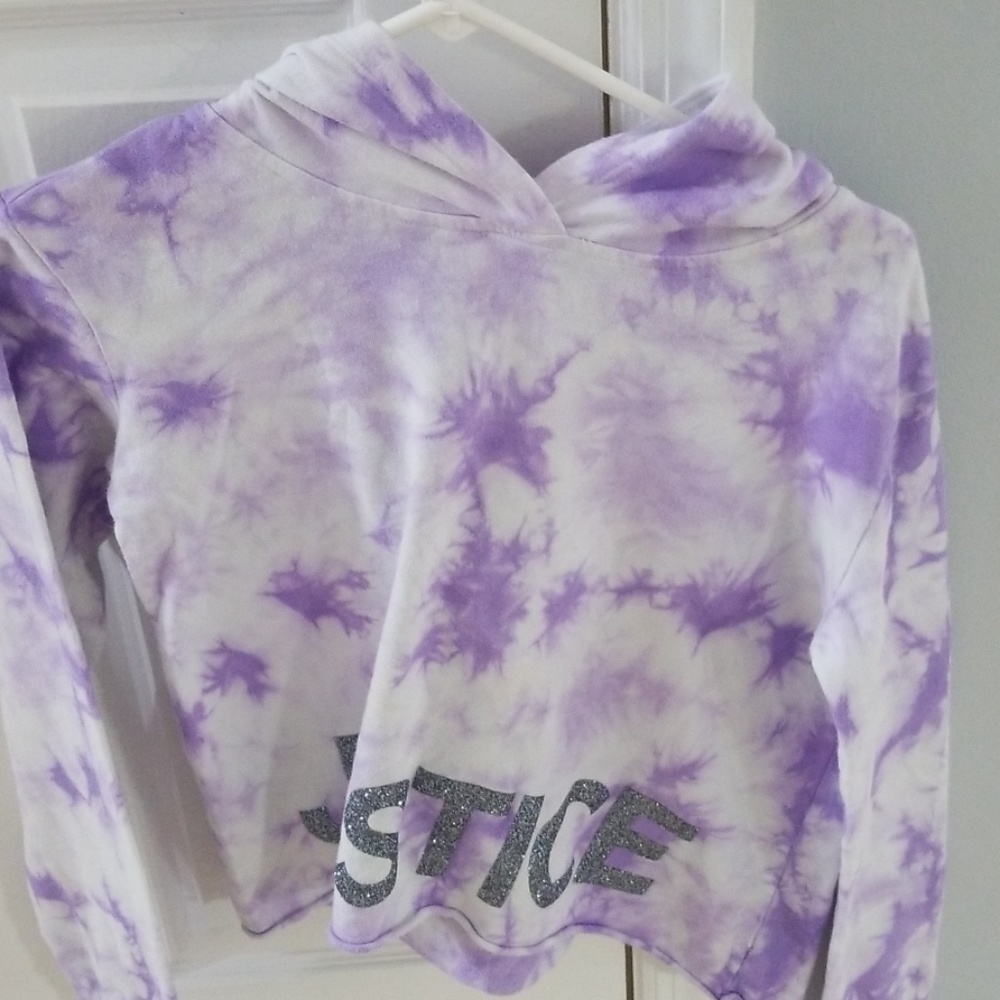 Justice Purple tie dye crop top sweatshirt